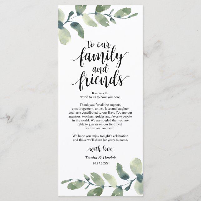 Greenery Eucalyptus Place Setting Thank You Card (Front)