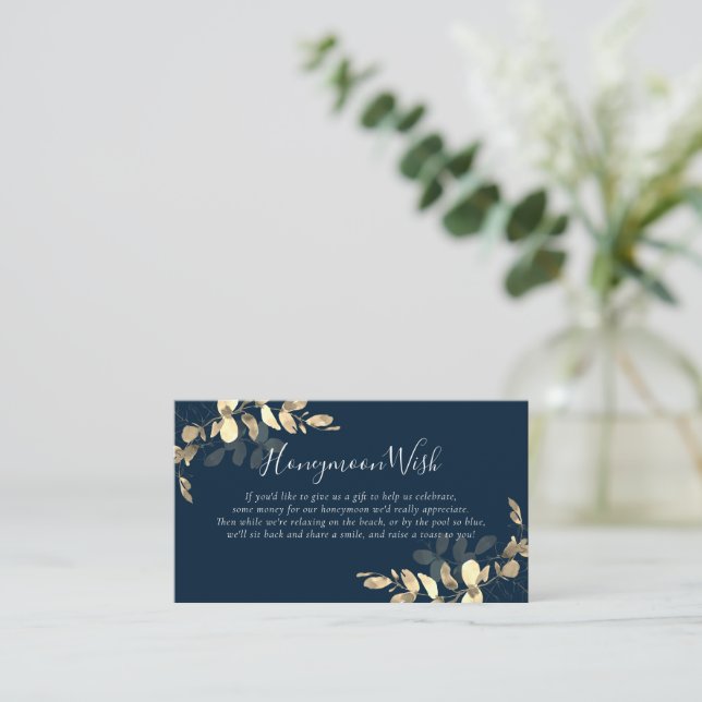 Greenery Eucalyptus Poem Honeymoon Wish Enclosure Card (Standing Front)