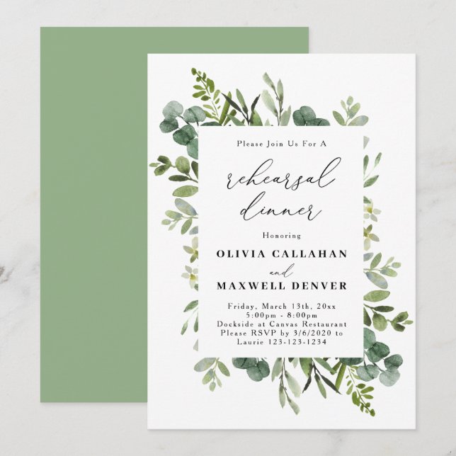 Greenery Eucalyptus Rehearsal Dinner Invitation (Front/Back)