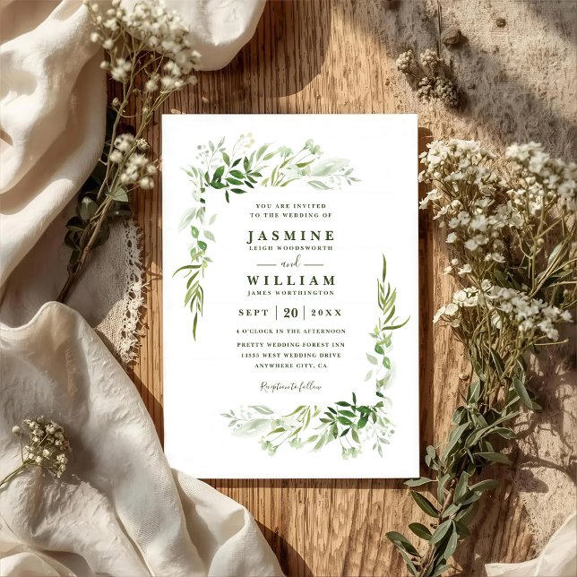 Greenery Eucalyptus Rustic Elegant QR Code Wedding Invitation (Creator Uploaded)