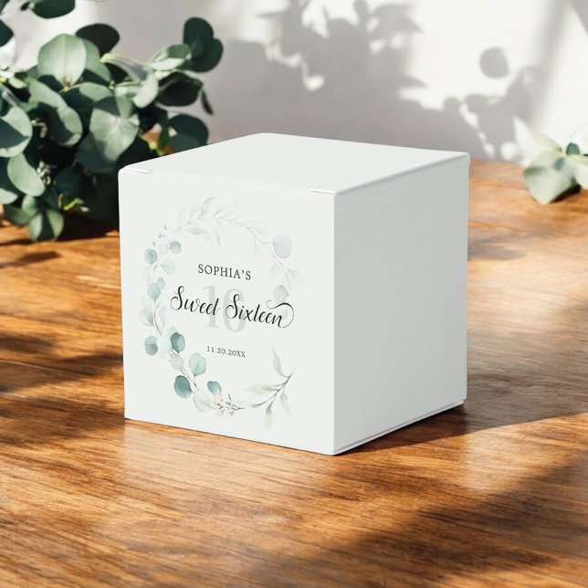 Greenery Eucalyptus Rustic Sweet 16 Favor Box (Creator Uploaded)
