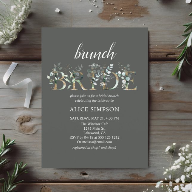 Greenery Eucalyptus Script Bridal Brunch Shower Postcard (Creator Uploaded)