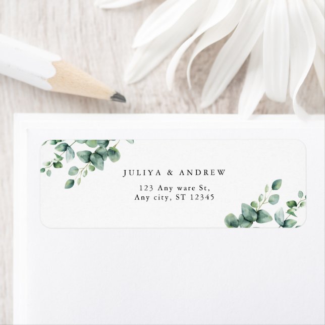 Greenery Eucalyptus script wedding address (Insitu)