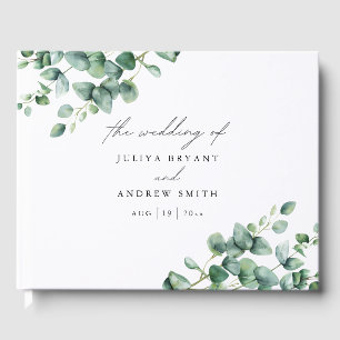  Greenery Eucalyptus script wedding Guest Book