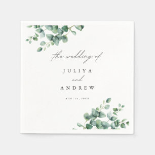 Greenery Eucalyptus script wedding  Napkin