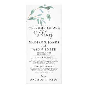 Greenery Eucalyptus Simple Wedding Program