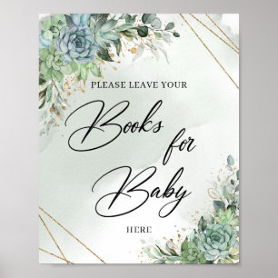 Greenery eucalyptus succulents gold Books for Baby Poster