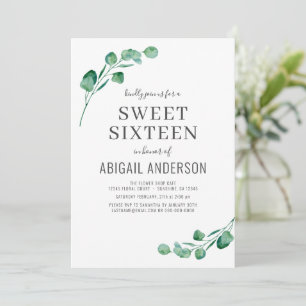 Greenery Eucalyptus Sweet Sixteen Birthday Invitation