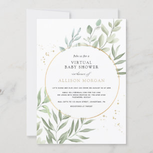 Greenery Eucalyptus Virtual Baby Shower Invitation