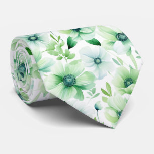 Greenery Eucalyptus Watercolor Green Pattern  Tie