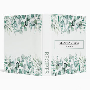 Greenery Eucalyptus Watercolor Recipes Modern Binder