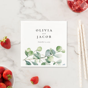 Greenery Eucalyptus Watercolor Wedding Napkin