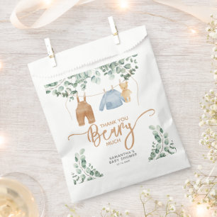Greenery eucalyptus We can bearly wait Baby Shower Favour Bag