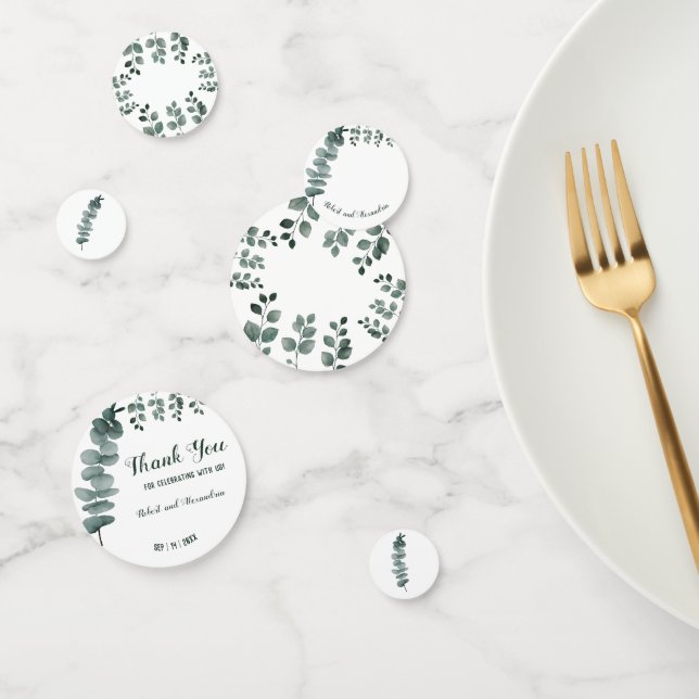 Greenery Eucalyptus Wedding Bridal Shower Confetti (Group)