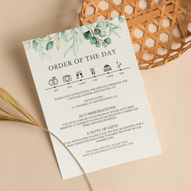 Greenery Eucalyptus Wedding Details Timeline Enclosure Card (Creator Uploaded)