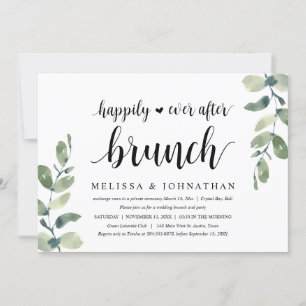 Greenery Eucalyptus, Wedding Elopement Brunch Invitation