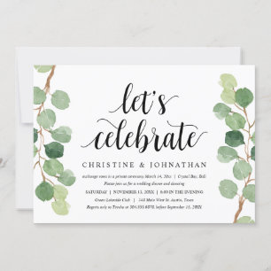 Greenery Eucalyptus, Wedding Elopement Party Invitation