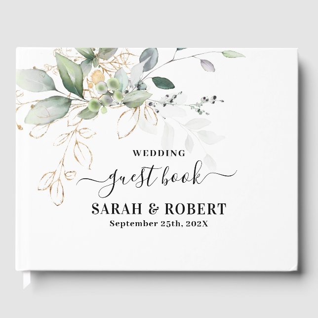 Greenery Eucalyptus wedding Guest Book (Front)
