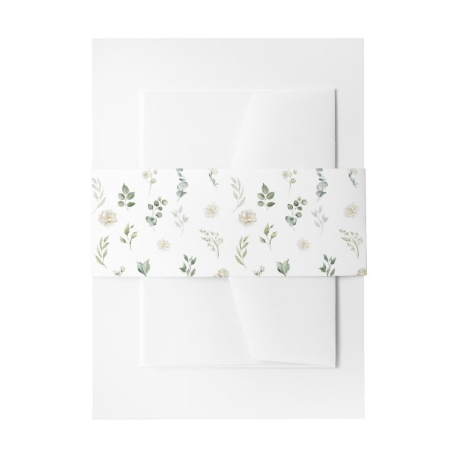 Greenery Eucalyptus wedding invitation belly band (Front Example)