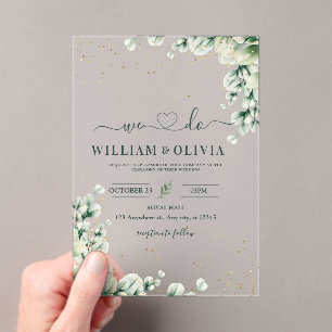 Greenery Eucalyptus Wedding Invite Floral Wedding  Acrylic Invitations