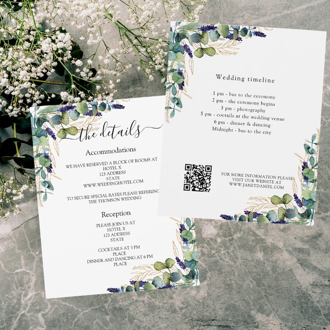Greenery eucalyptus wedding program details QR (Creator Uploaded)