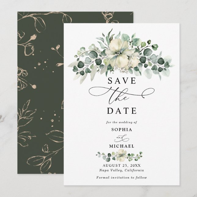 Greenery Eucalyptus Wedding Save The Date  Invitation (Front/Back)