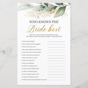 Greenery eucalyptus who knows bride best game