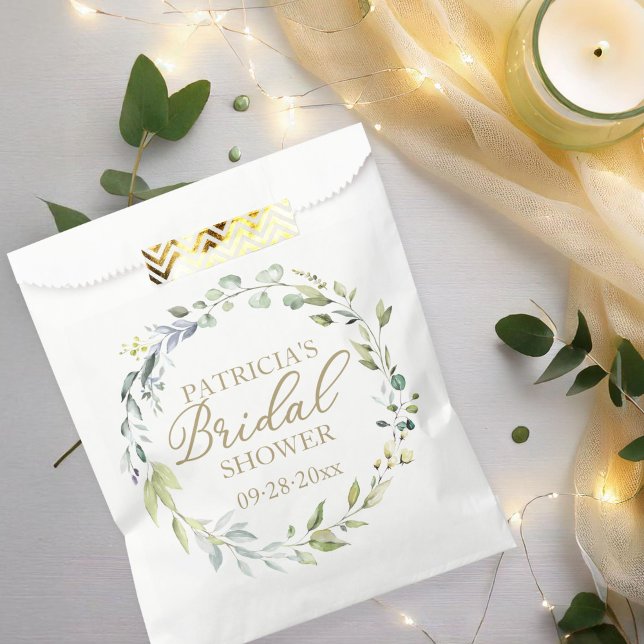 Greenery Eucalyptus Wreath Bridal Shower Favour Bag (Creator Uploaded)