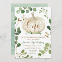 Greenery Fall White Pumpkin 1st Birthday