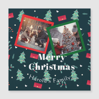 Greenery Family Photo Christmas Monogram Card