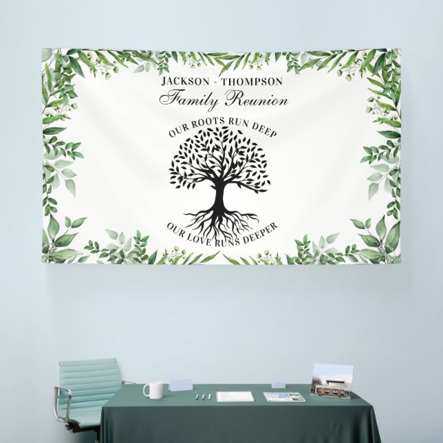 Greenery Family Reunion Tree backdrop banner (Tradeshow)