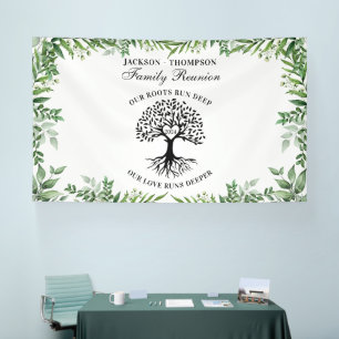 Greenery Family Reunion Tree backdrop banner