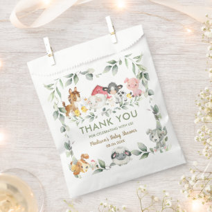 Greenery Farm Animals Birthday Baby Shower  Favour Bag