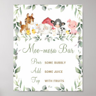 Greenery Farm Barnyard Animals Moomosa Mimosa Bar Poster