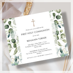 Greenery   First Holy Communion Budget Invitation