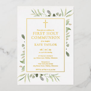 Greenery First Holy Communion Gold