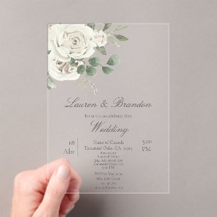 Greenery floral acrylic wedding   invitations