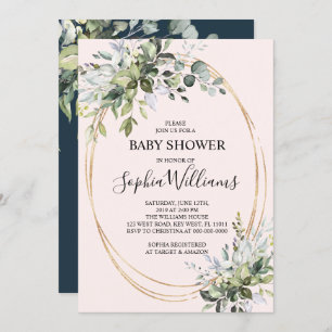 Greenery Floral Baby Shower Invitation