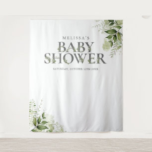 Greenery Floral Baby Shower Photo Backdrop Tapestry
