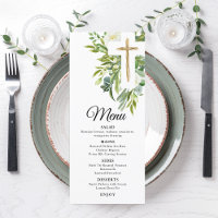 Greenery Floral Botanical Cross Elegant Baptism