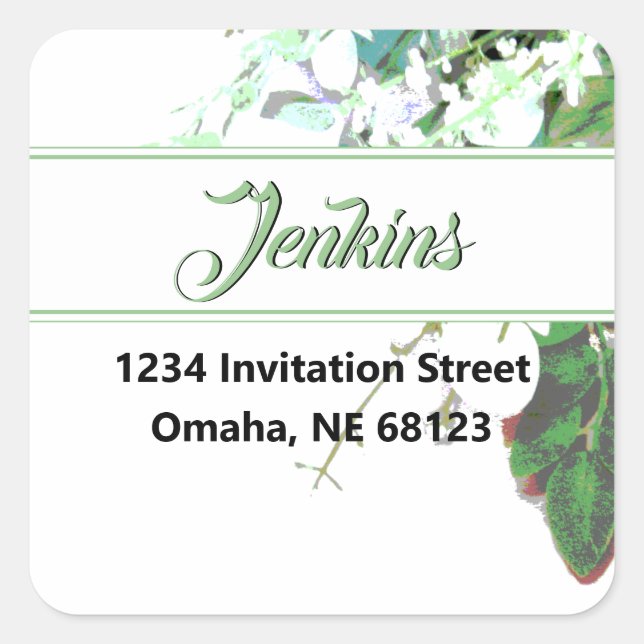 Greenery & Floral Botanical Return Address Labels (Front)