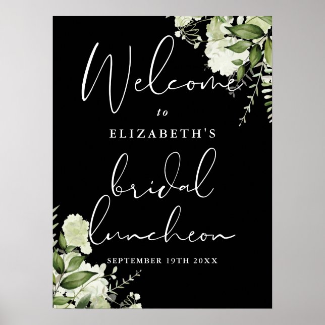 Greenery Floral Bridal Luncheon Welcome Sign (Front)