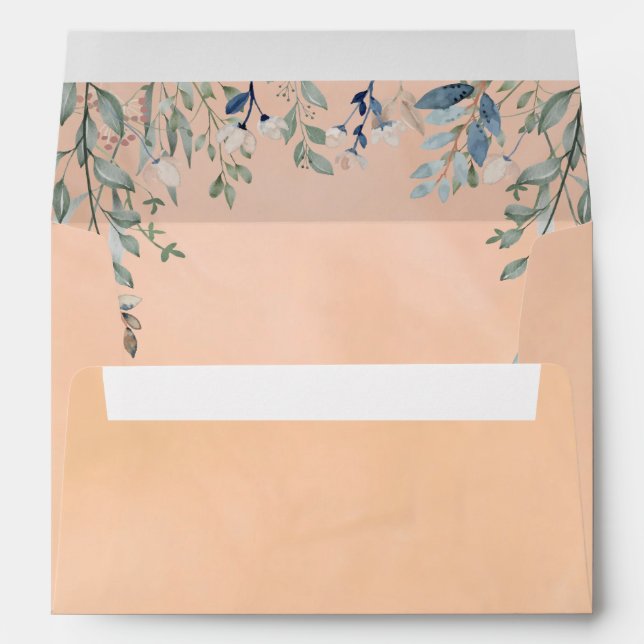 Greenery Floral Cascade Rustic Return Address Envelope (Back (Bottom))