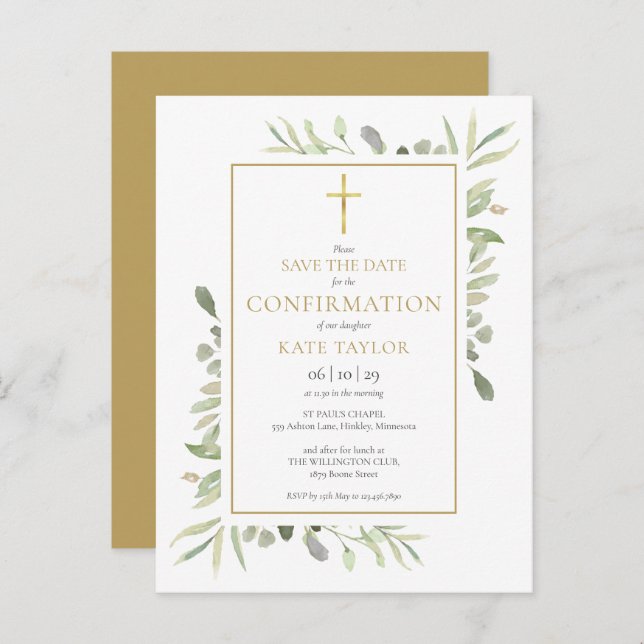 Greenery Floral Confirmation Save The Date Announcement Postcard (Front/Back)