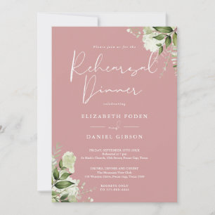 Greenery Floral Dusty Rose Rehearsal Dinner Invitation