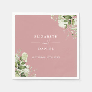 Greenery Floral Elegant Dusty Rose Wedding Napkin