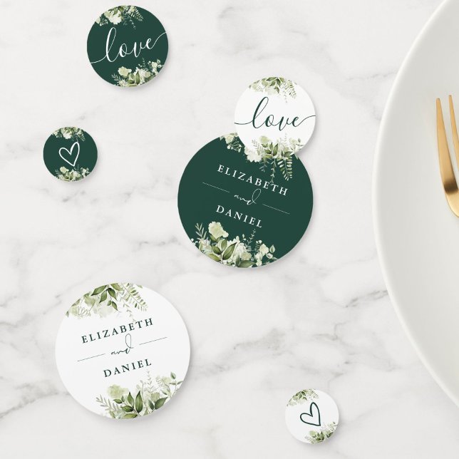 Greenery Floral Elegant Emerald Wedding Confetti (Greenery Floral Elegant Emerald Wedding Confetti)
