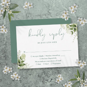 Greenery Floral Elegant Eucalyptus Green Wedding RSVP Card