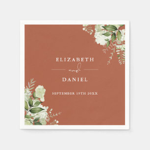 Greenery Floral Elegant Terracotta Wedding Napkin