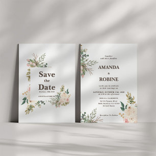 Greenery Floral Elegant Wedding Invitation